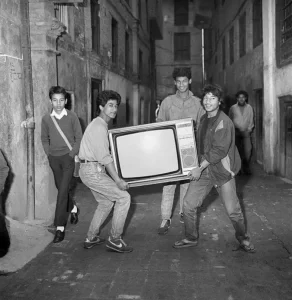 Excitement over black and white TV in the 1980s, Kathmandu