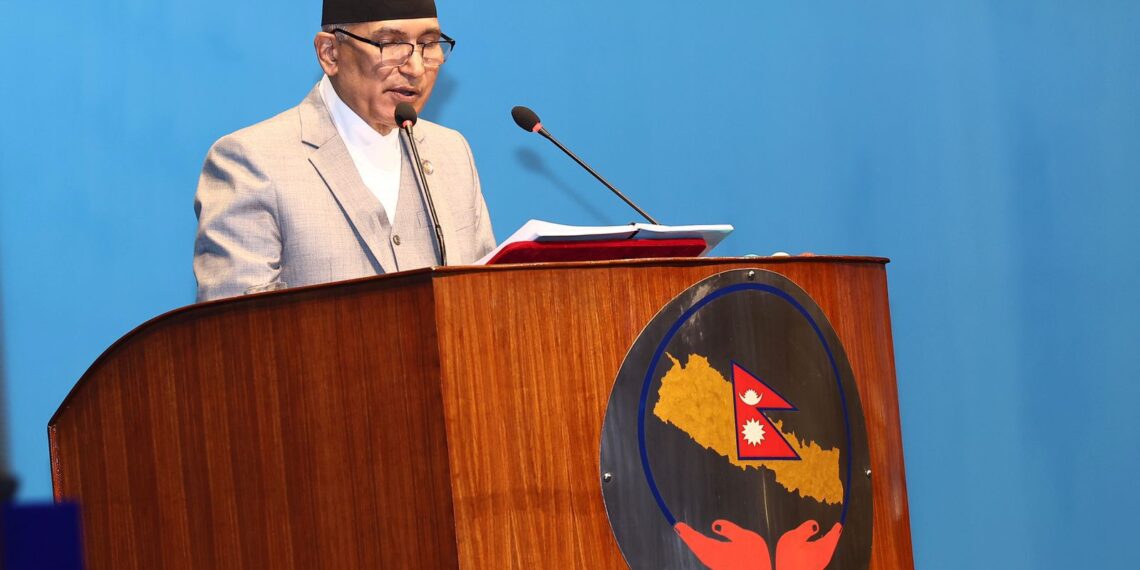Finance Minister Bishnu Poudel presenting the budget