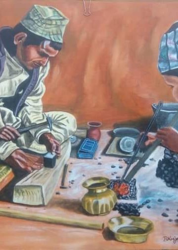 A painting of Kami doing metalwork. Source: Nepture/Facebook